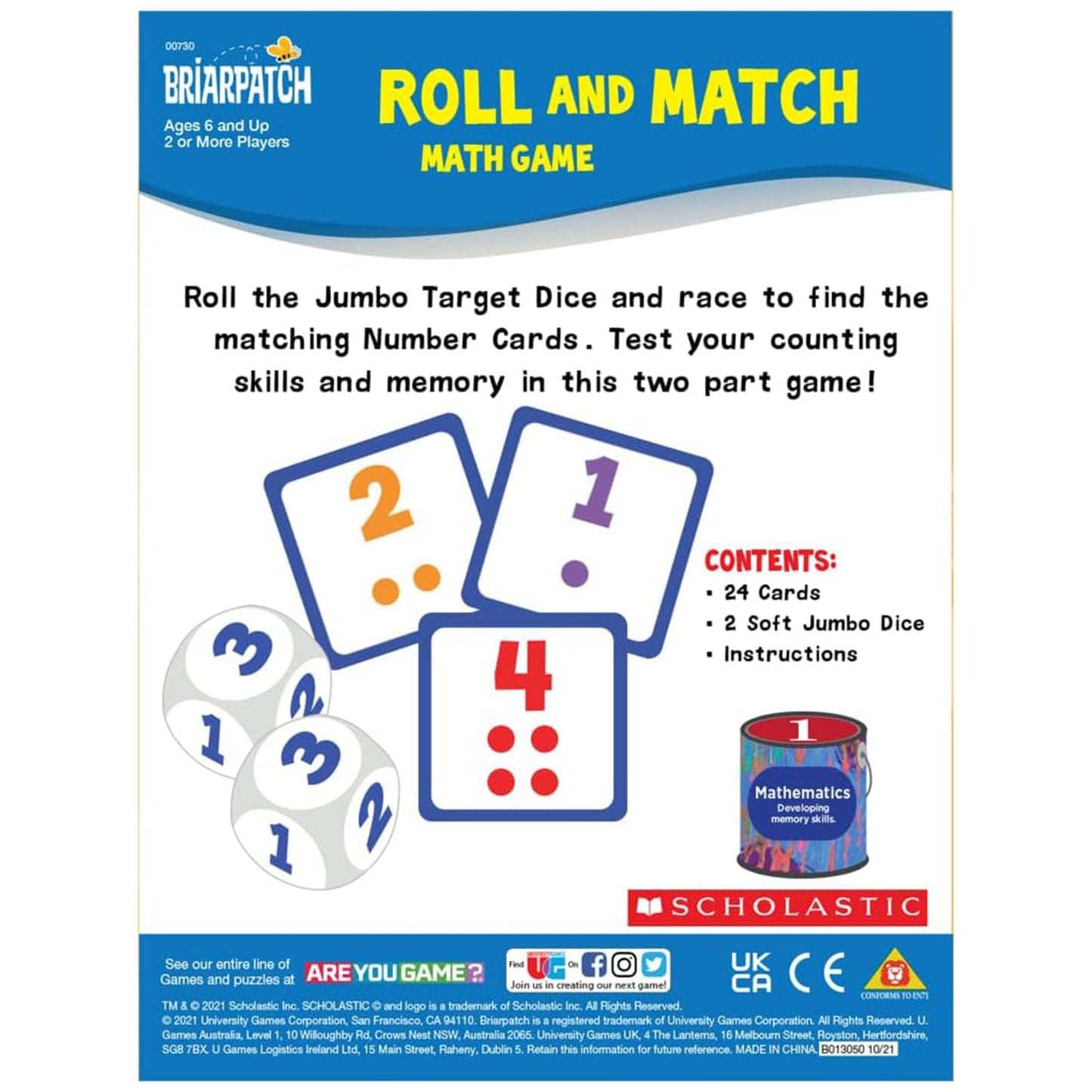 University Games Scholastic Roll And Match Math Game