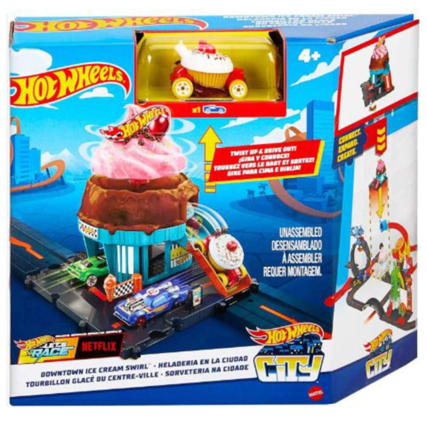 Mattel Hot Wheels City Downtown Ice Cream Swirl Set