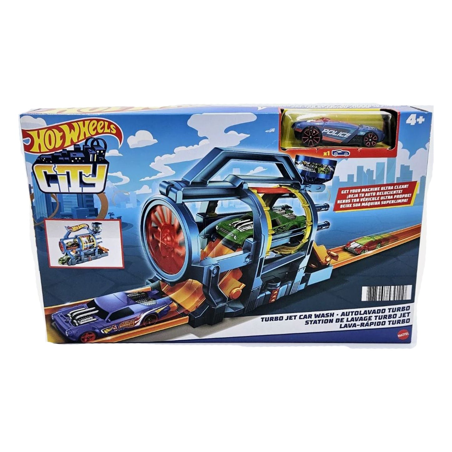 Mattel Hot Wheels City Turbo Jet Car Wash Fold-Out Play Set