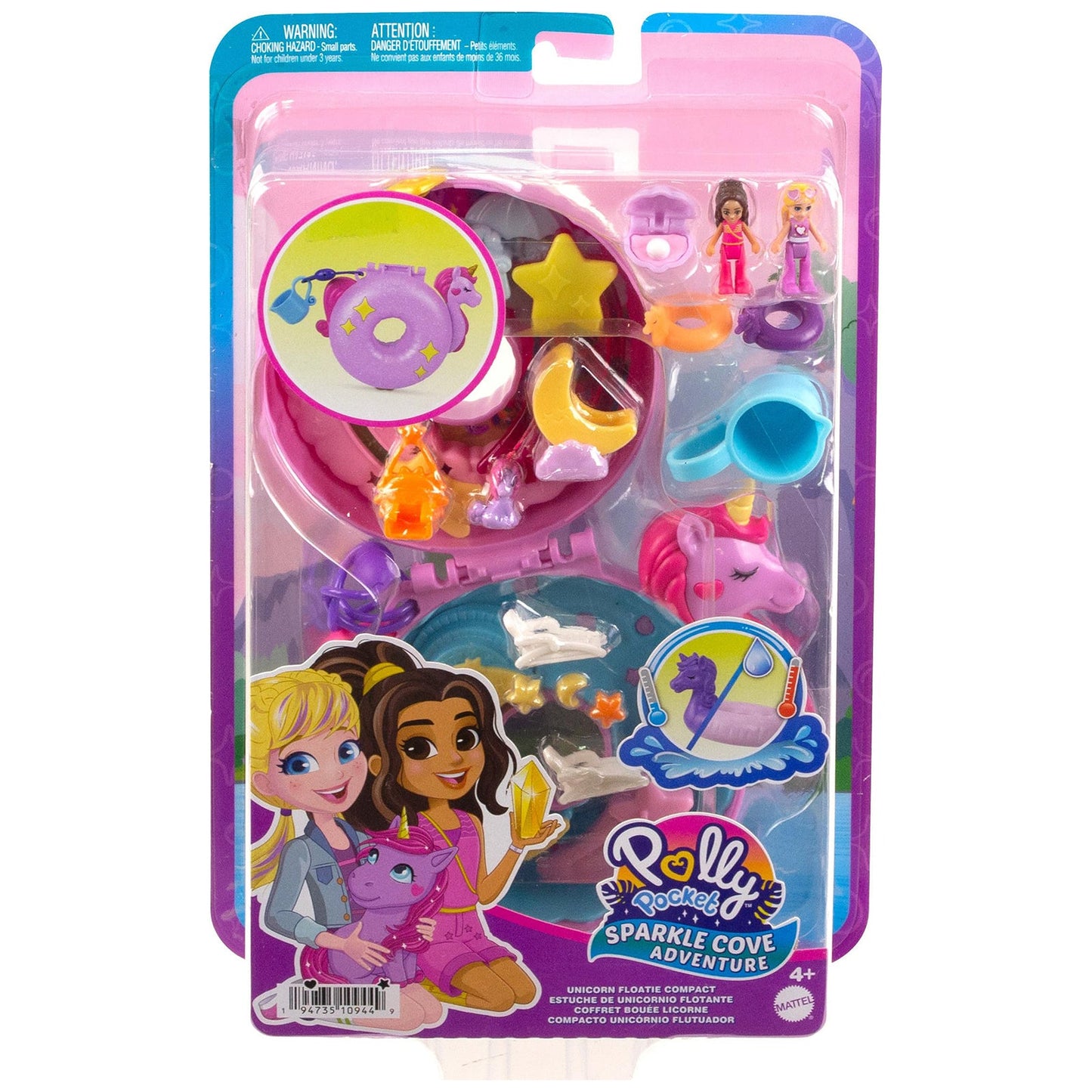 Mattel Polly Pocket Sparkle Cove Adventure Unicorn Floatie Compact