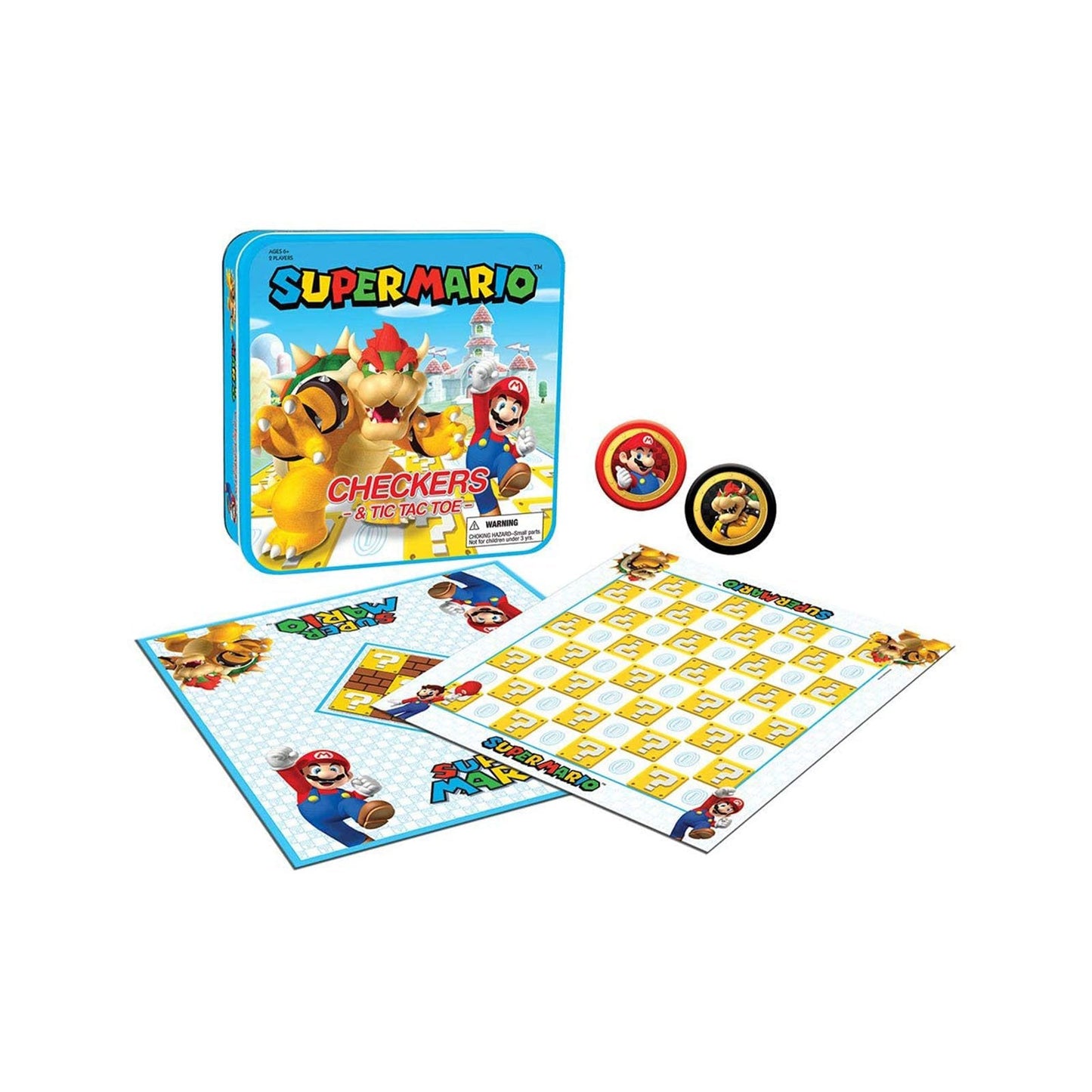 USAopoly Super Mario Vs Bowser Checkers And Tic Tac Toe Game Set