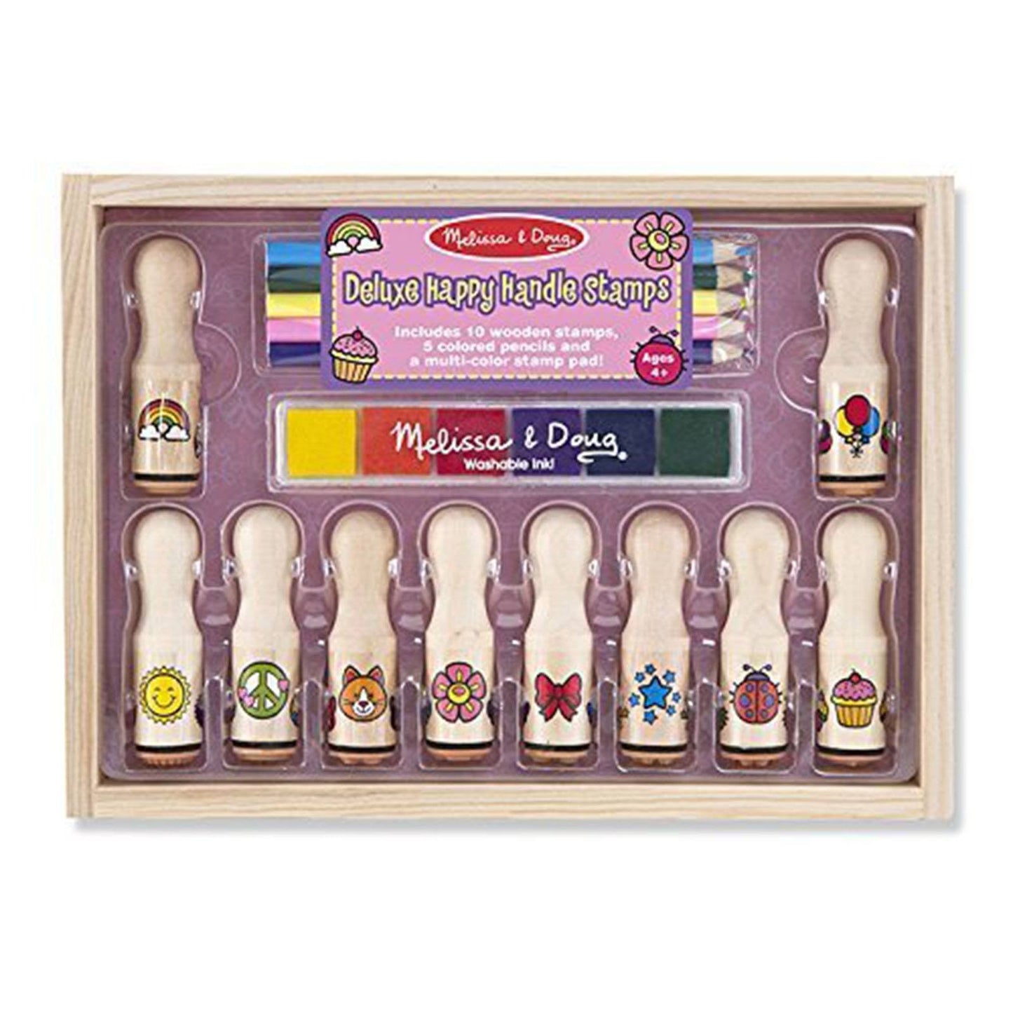 Melissa And Doug Deluxe Happy Handles Wooden Stamp Set