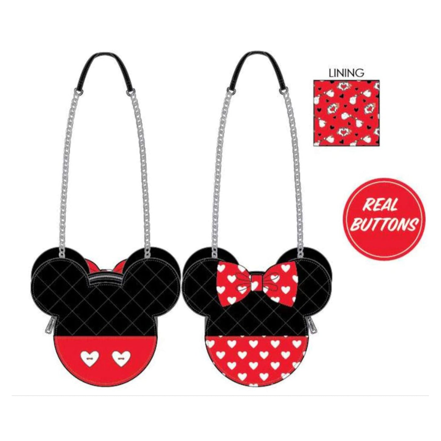 Loungefly Disney Mickey And Minnie Valentines Reversible Crossbody Bag Purse