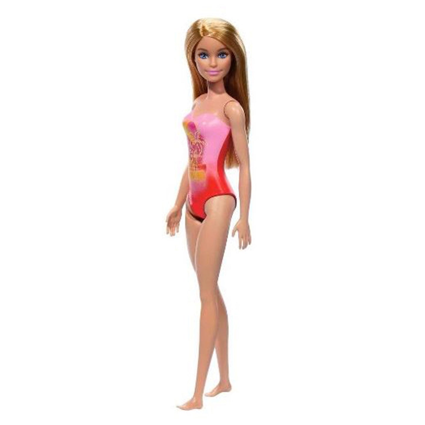 Mattel Barbie Blonde Pink And Orange Swimsuit Beach Doll