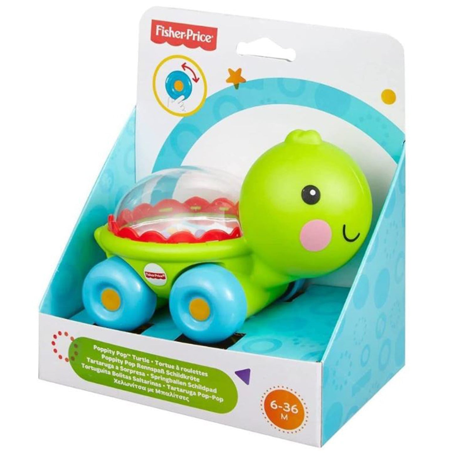 Fisher Price Poppity Pop Turtle Push Along Toy