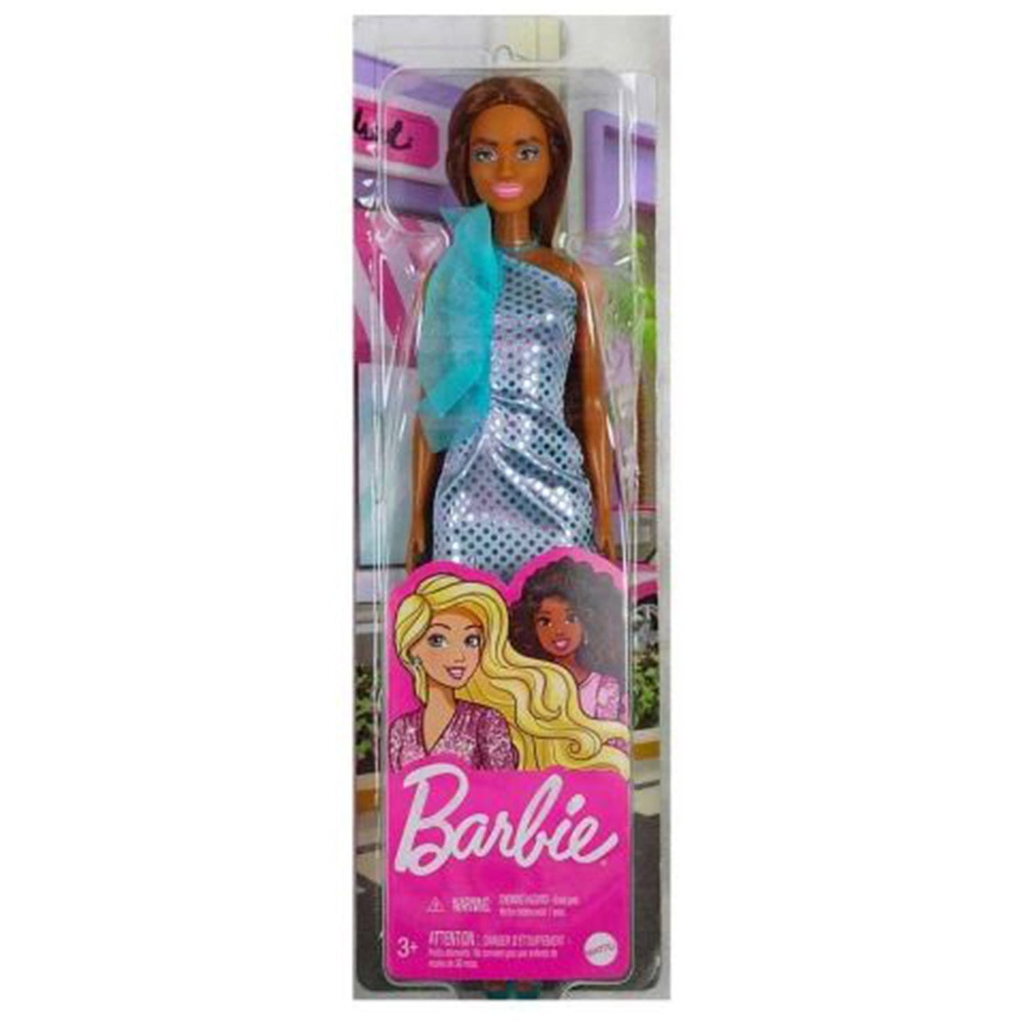 Mattel Barbie Brunette Purple And Teal Sequin Dress Glitz Doll