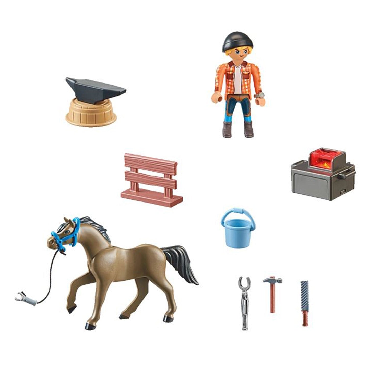 Playmobil Horses Of Waterfall Farrier Ben And Achilles Building Set 71357