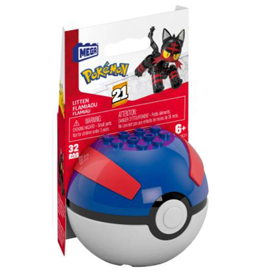 MEGA Pokemon Litten With Great Ball Building Set