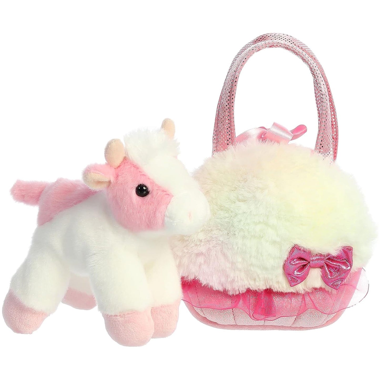 Aurora Fancy Pals Sweets Rainbow Pink Pet Carrier 6 Inch Plush