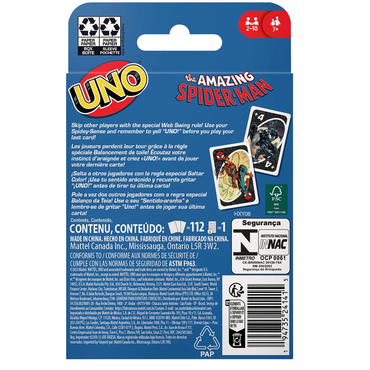 Mattel The Amazing Spider-Man Uno Card Game