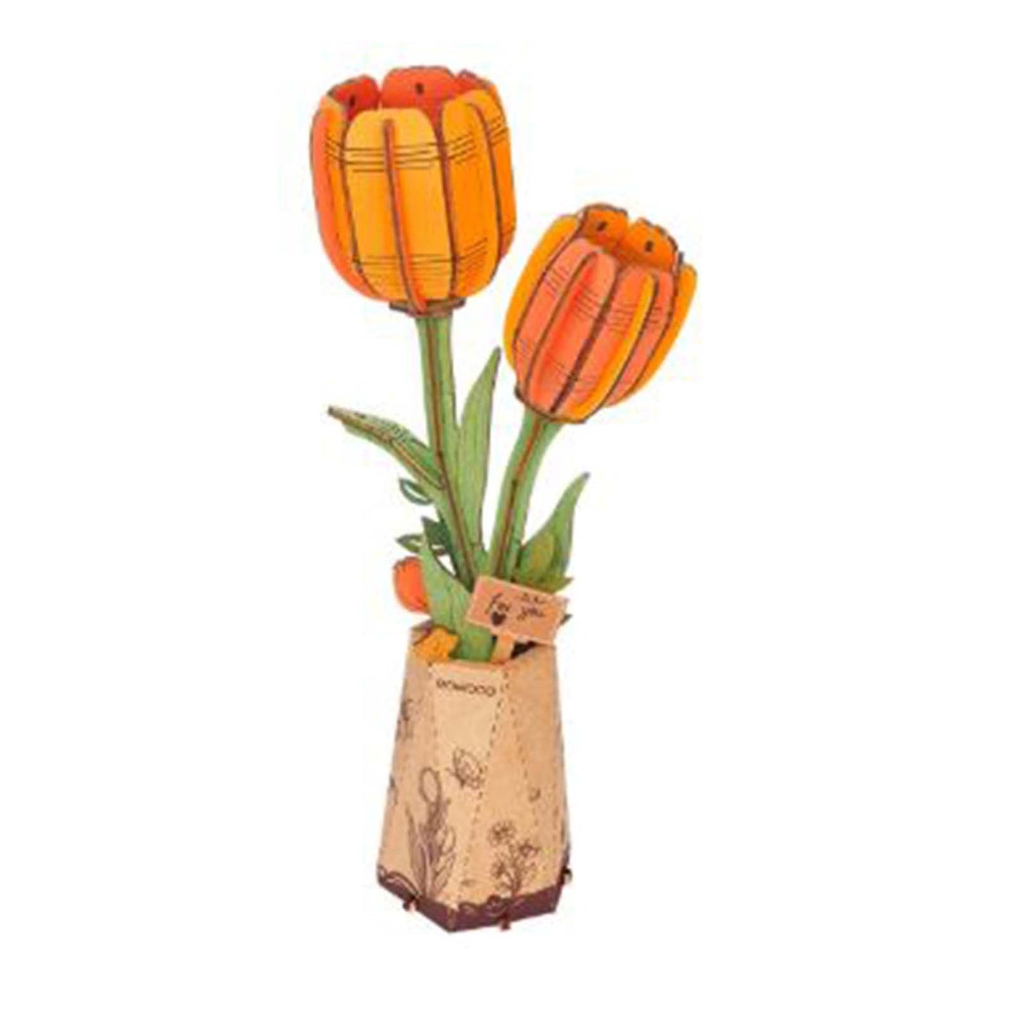 Robotime Rowood Orange Tulip Wooden Bloom Craft