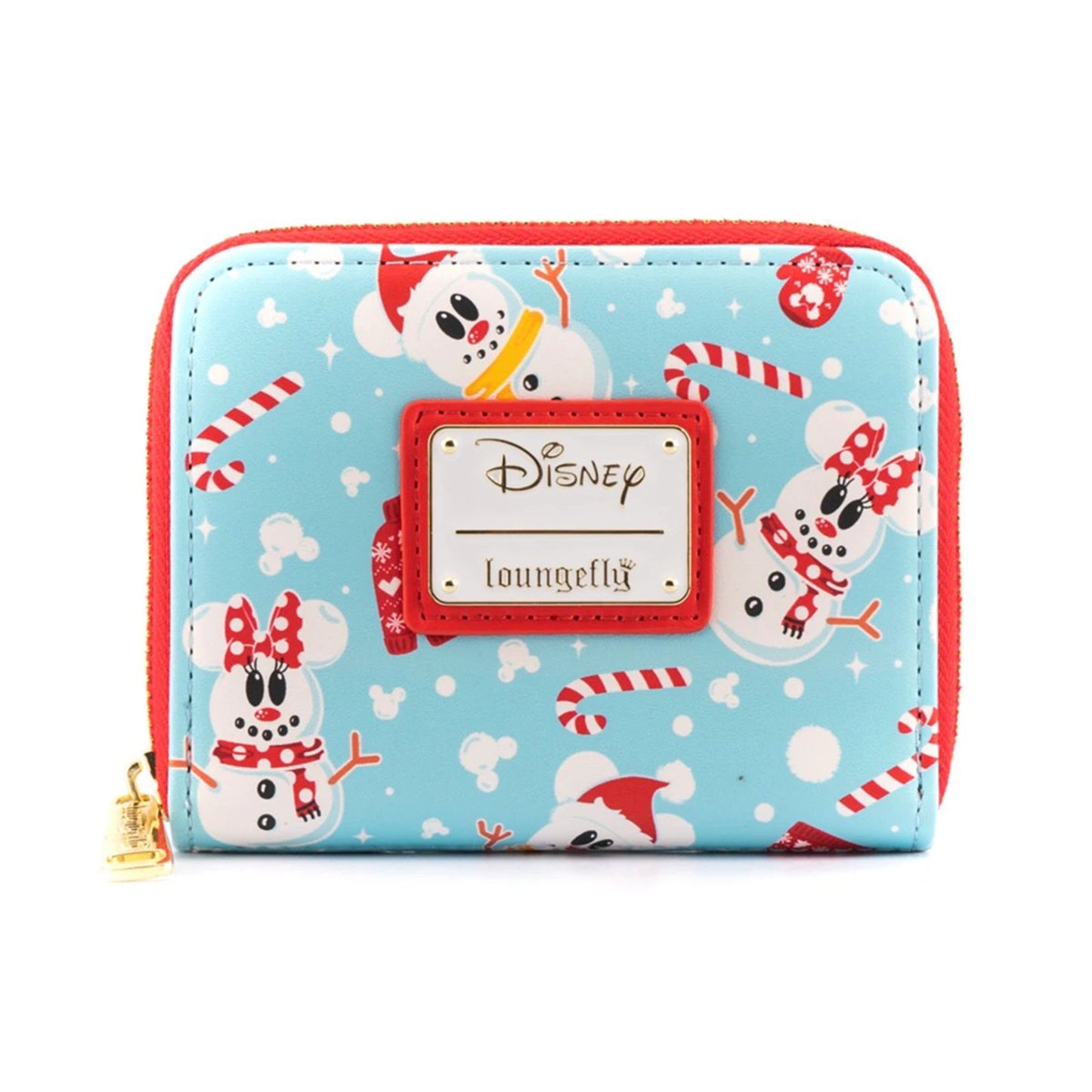 Loungefly Disney Mickey And Minnie Snowman All Over Print Zip Around Wallet