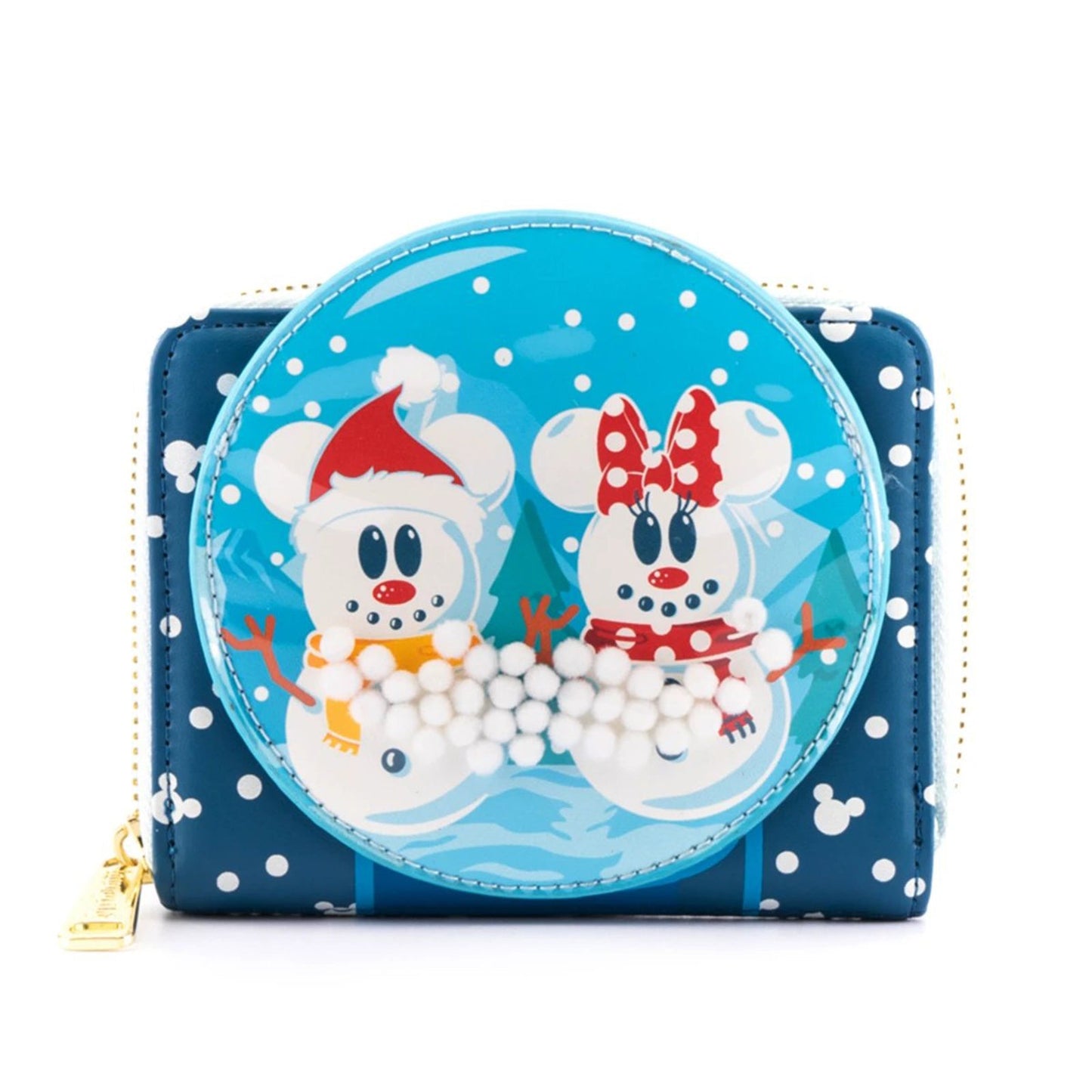 Loungefly Disney Snowman Mickey And Minnie Snow Globe Zip Around Wallet