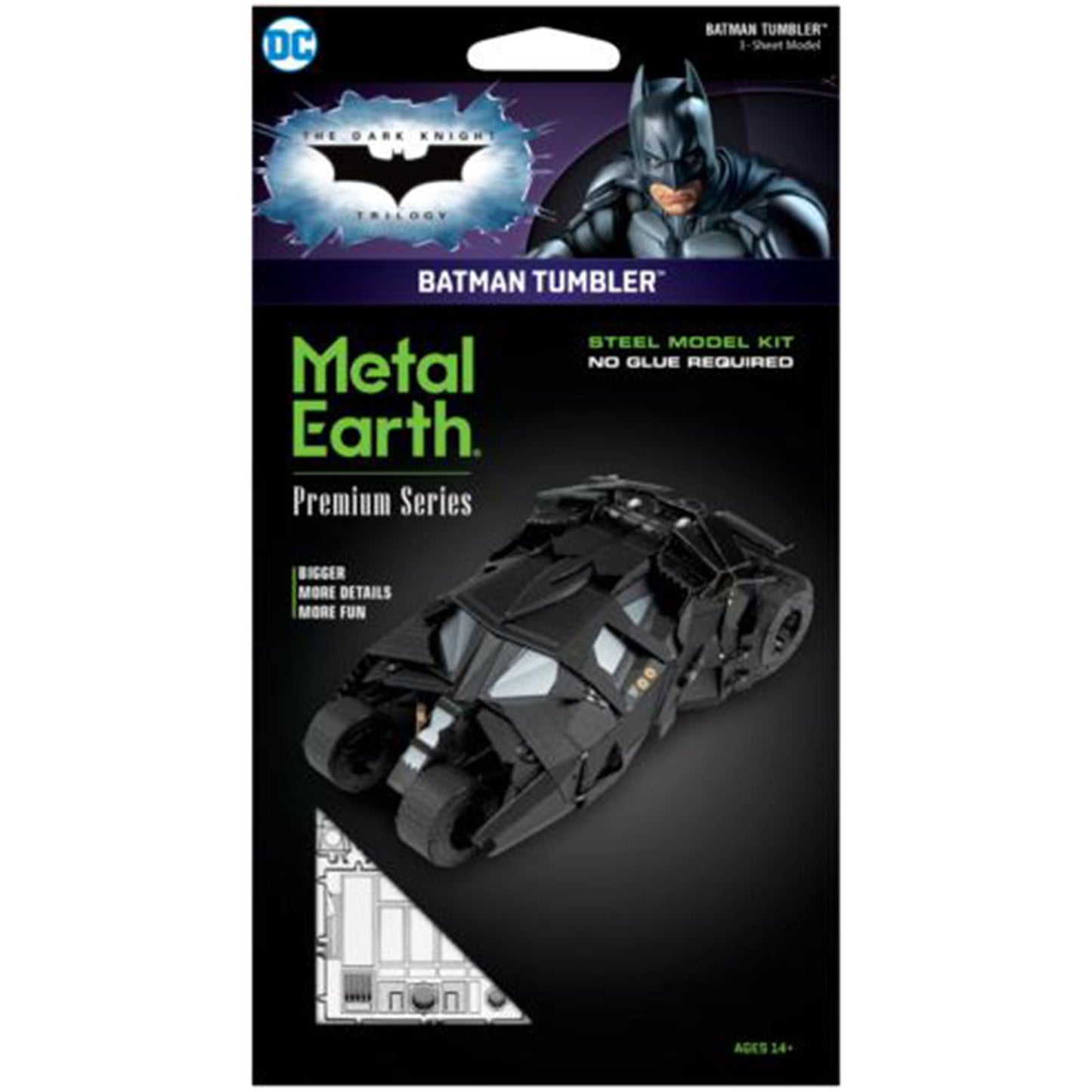 Metal Earth Iconx DC Dark Knight Batman Tumbler Steel Model Kit