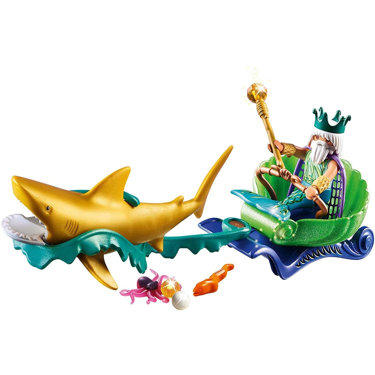 Playmobil Magic King Of The Sea With Shark Carriage Building Set 70097