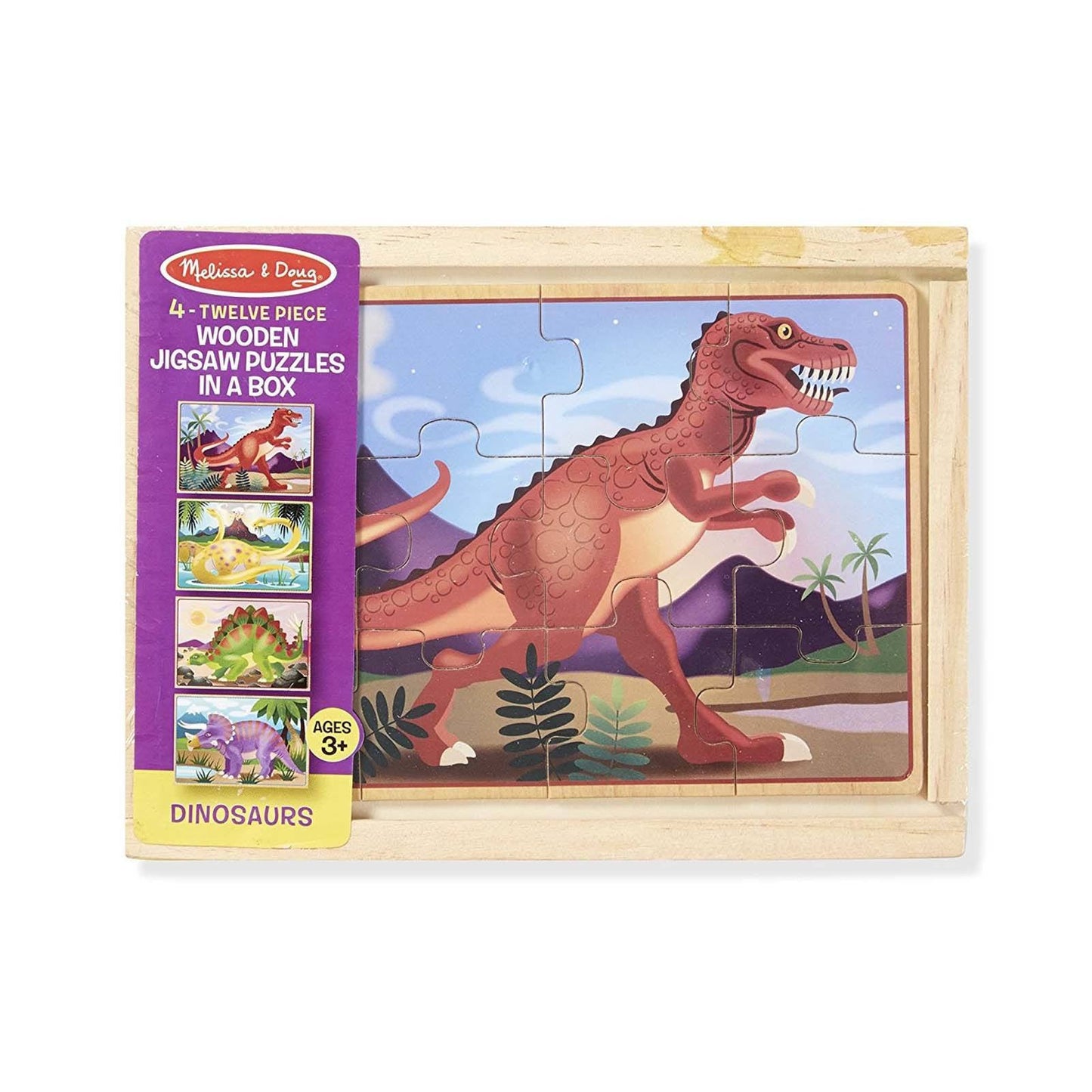 Melissa And Doug Dinosaurs 4 Twelve Piece Wooden Jigsaw Puzzles