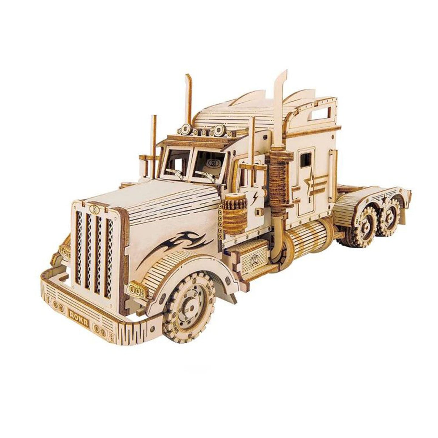 Robotime Rokr In The 1980s Heavy Truck 1:40 Scale Wooden Model Kit