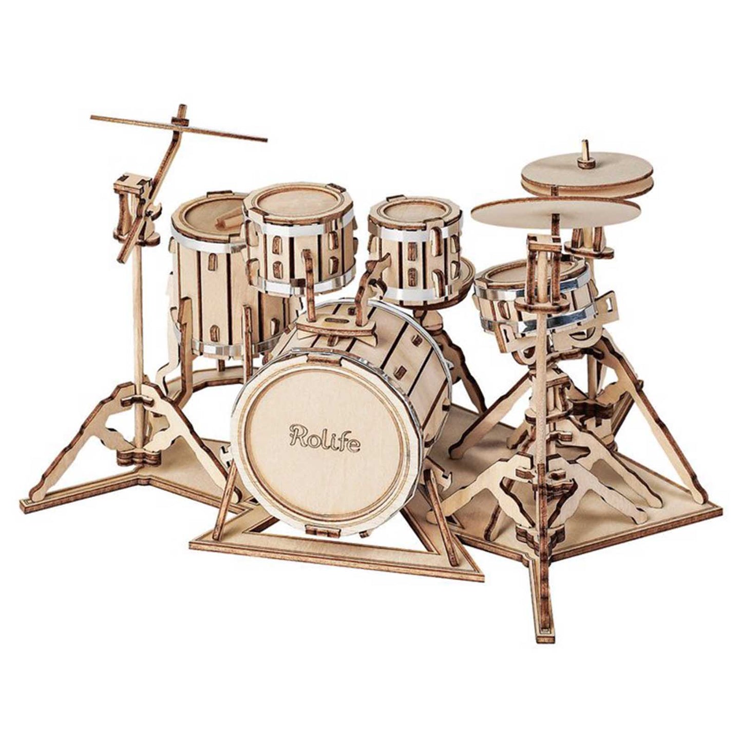 Robotime Rolife Drum Kit Wooden Puzzle Building Set