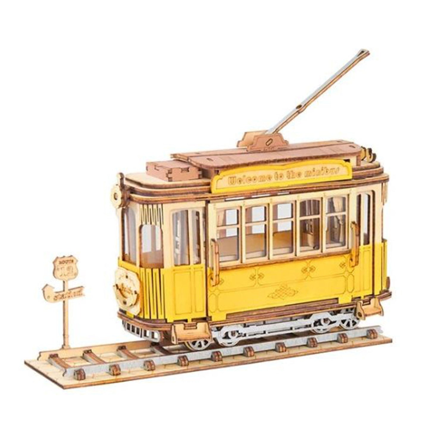 Robotime Rolife Tramcar Wooden Puzzle Building Set