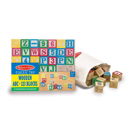 Melissa And Doug Classic Toy Wooden ABC 123 Blocks