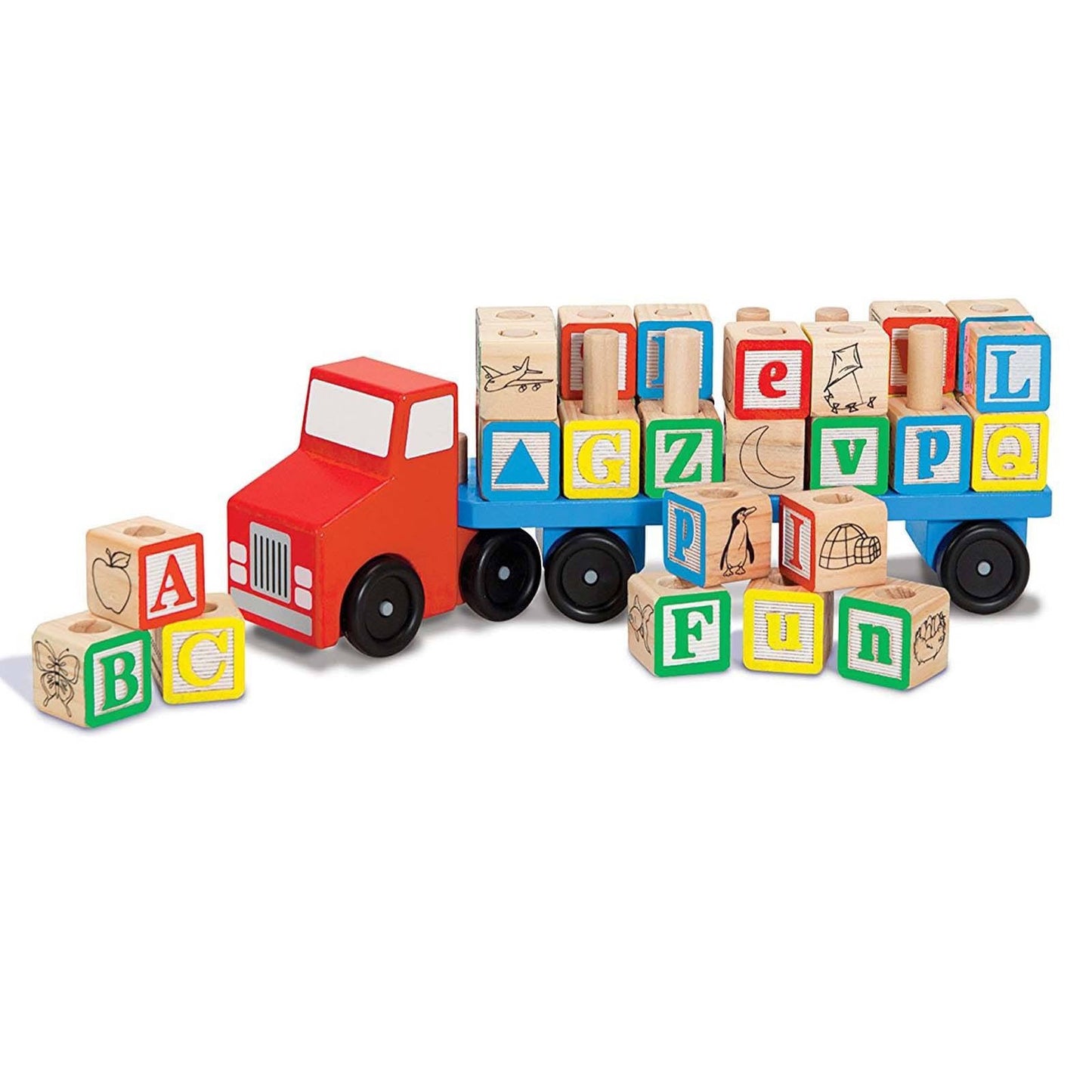 Melissa And Doug Classic Toy Wooden Alphabet Truck Play Set