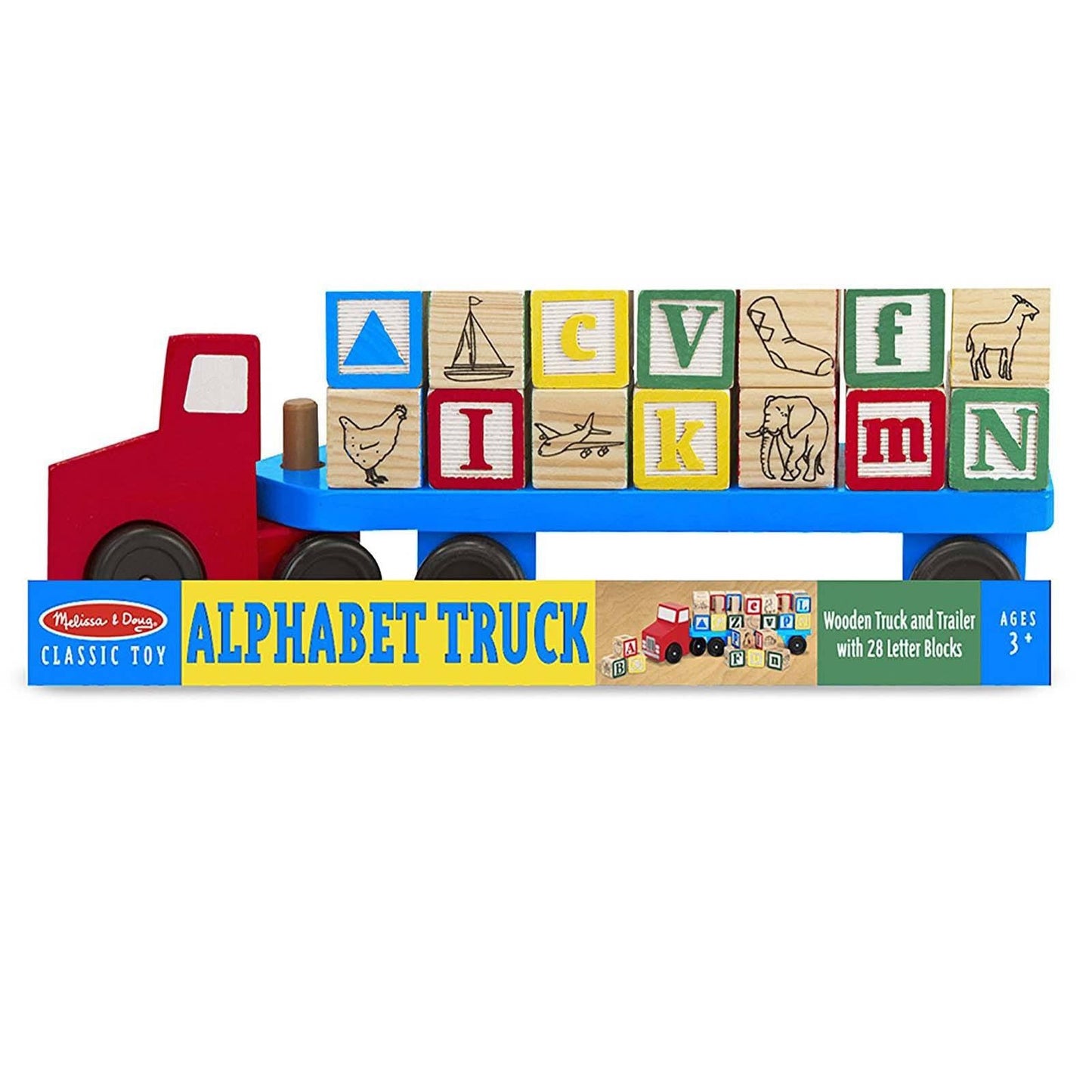 Melissa And Doug Classic Toy Wooden Alphabet Truck Play Set