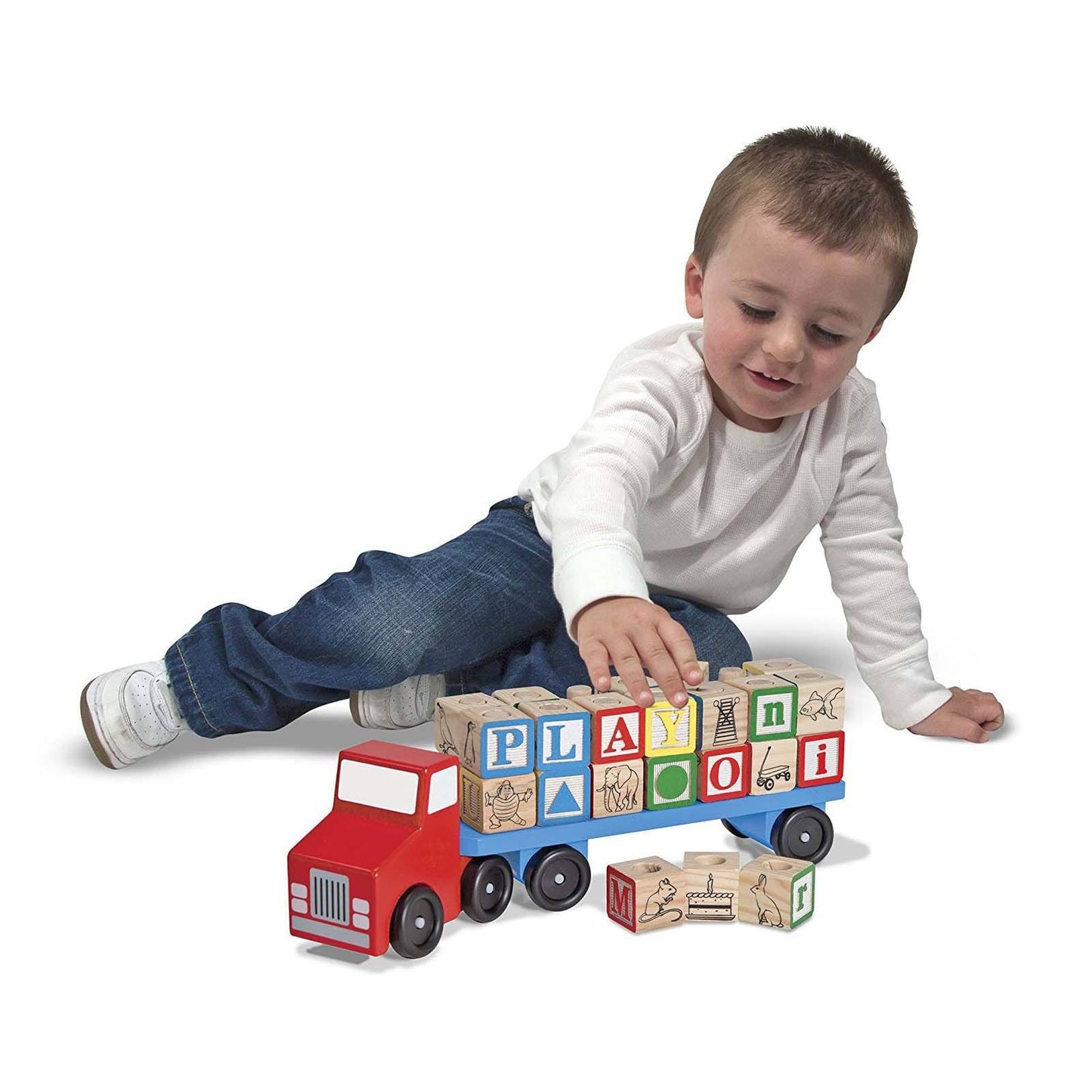 Melissa And Doug Classic Toy Wooden Alphabet Truck Play Set