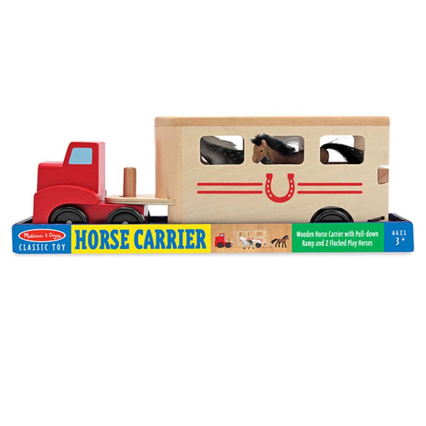 Melissa And Doug Classic Toy Wooden Horse Carrier Play Set