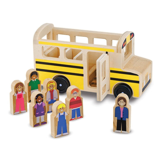 Melissa And Doug Classic Toy Wooden School Bus Play Set