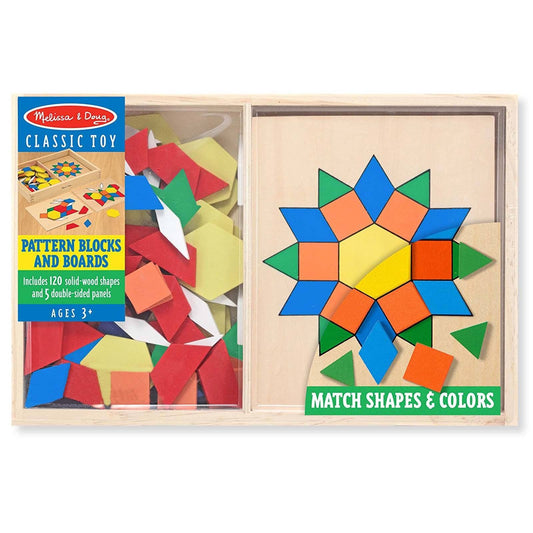 Melissa And Doug Wooden Classic Toy Pattern Blocks And Boards Set