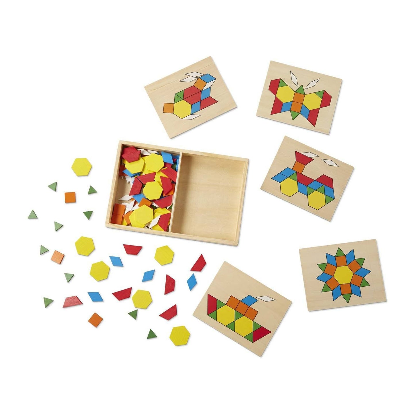 Melissa And Doug Wooden Classic Toy Pattern Blocks And Boards Set